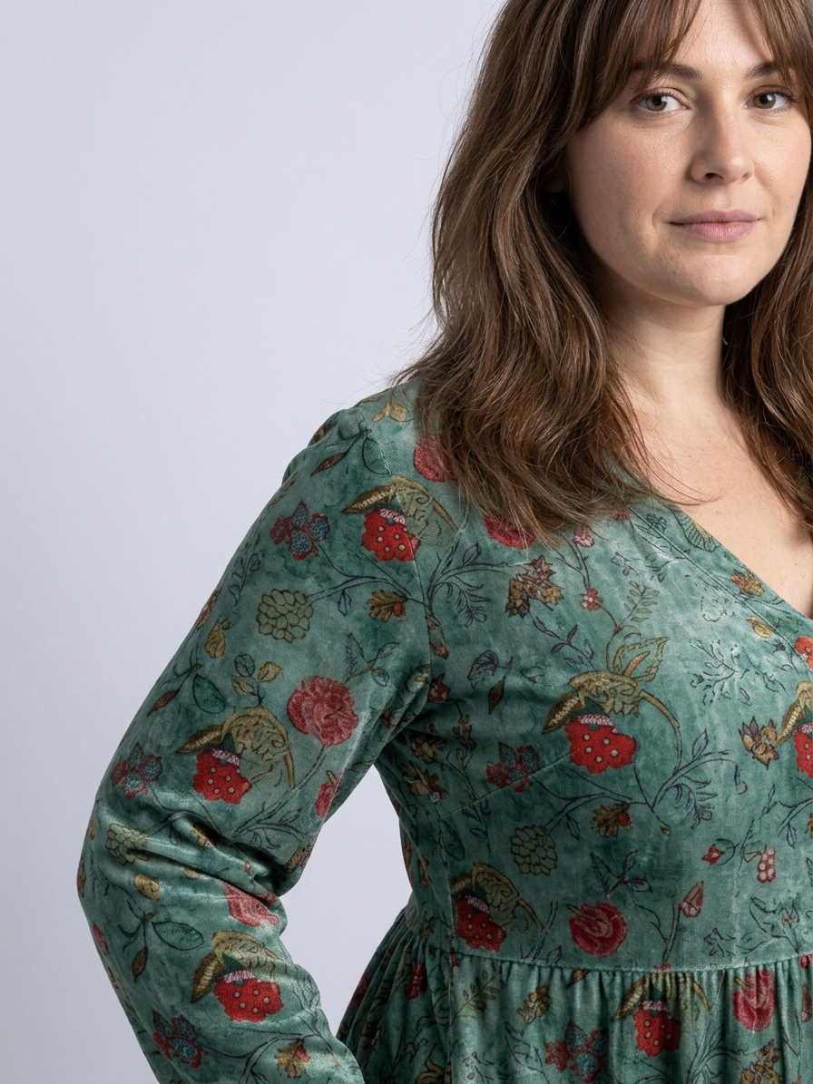 Marina | Floral V Neck Three Quarter Sleeve Maxi Dress