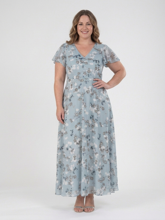 Ismeria | Vestido Maxi de Gasa Floral