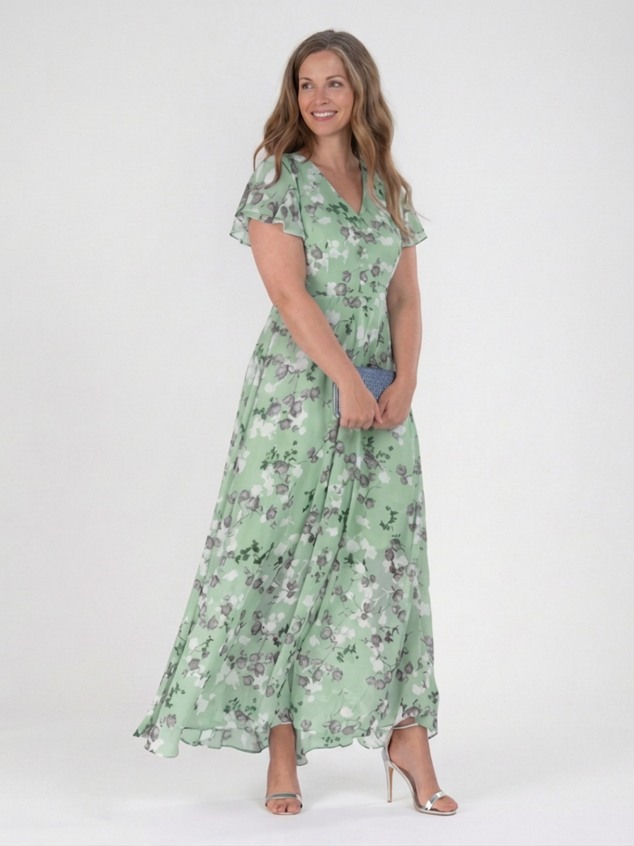 Ismeria | Vestido Maxi de Gasa Floral