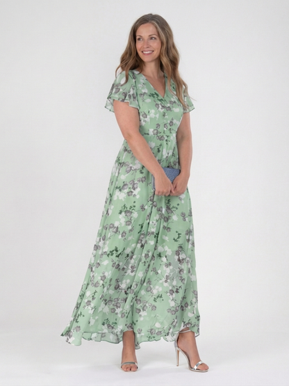 Ismeria | Vestido Maxi de Gasa Floral