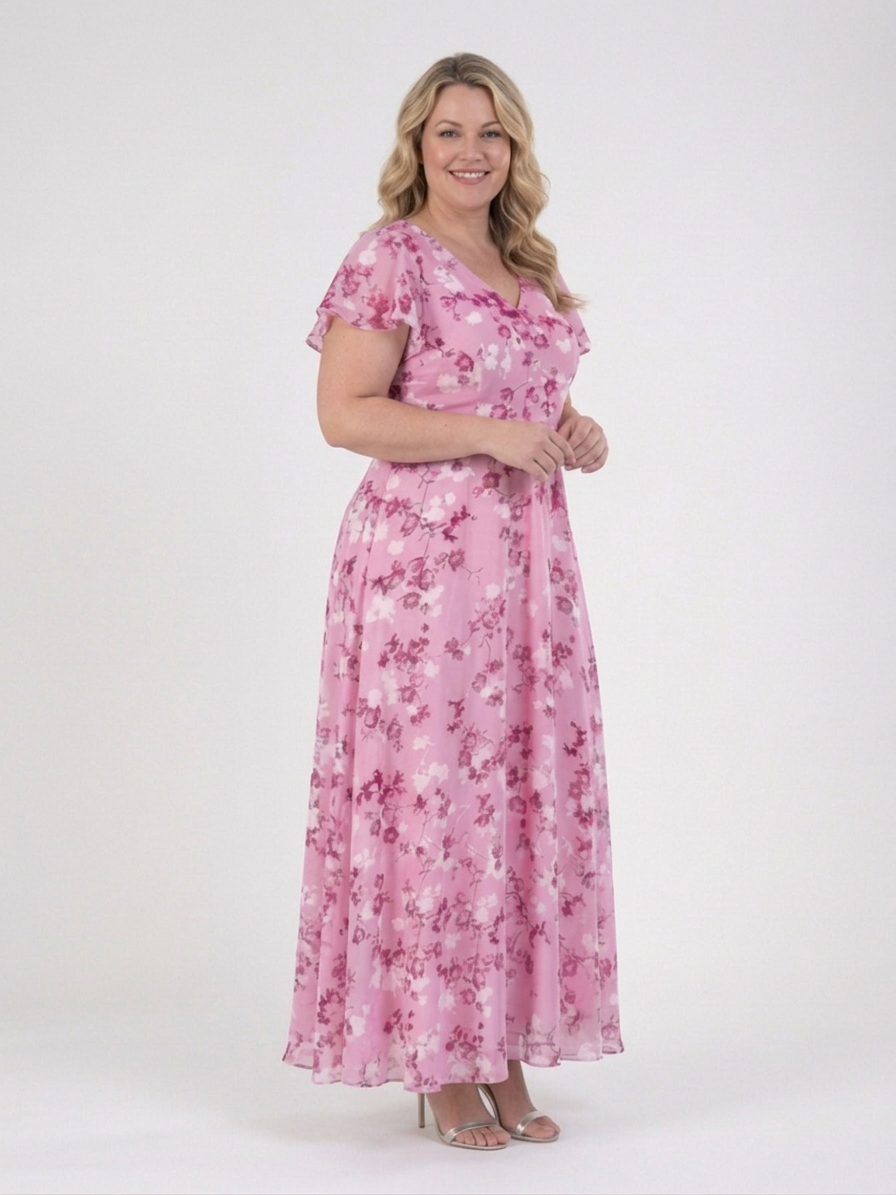 Ismeria | Vestido Maxi de Gasa Floral