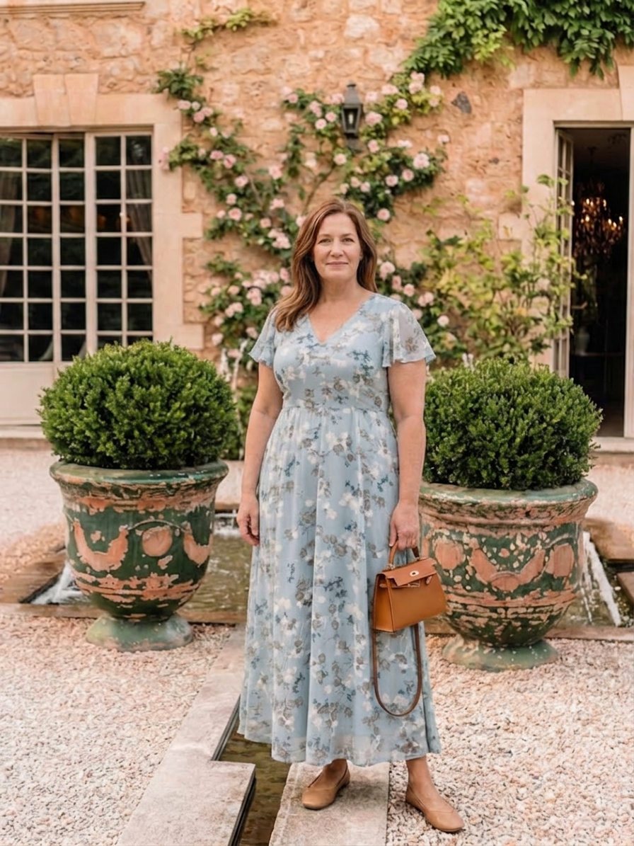 Ismeria | Vestido Maxi de Gasa Floral