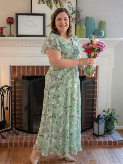 Ismeria | Vestido Maxi de Gasa Floral