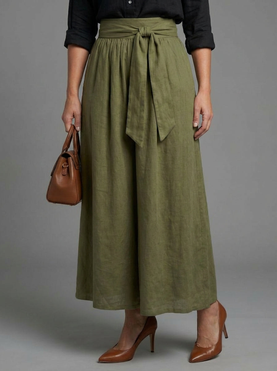 Vera | Conjunto Dos Piezas Blusa Negra y Falda Midi Verde Oliva