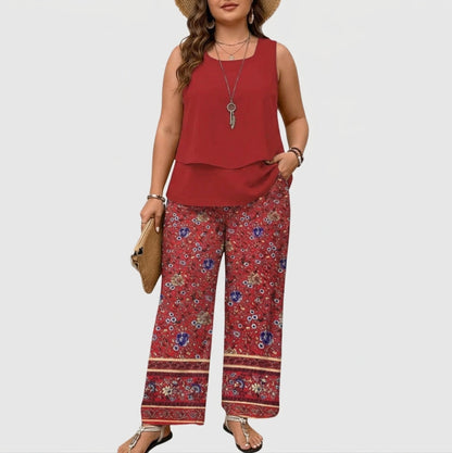 Ovelynra | Conjunto Top sin Mangas y Pantalón Ancho