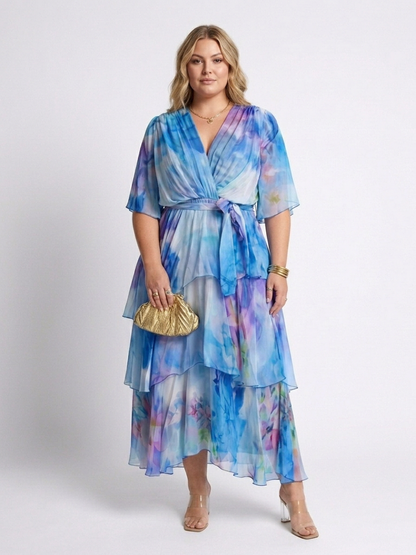 Calista | Vestido Maxi en Capas con Lazo en Cintura