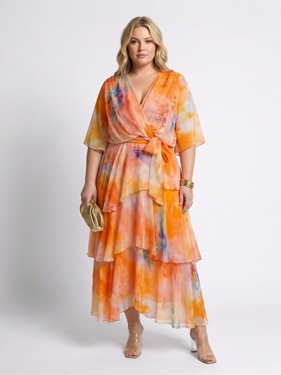 Calista | Vestido Maxi en Capas con Lazo en Cintura