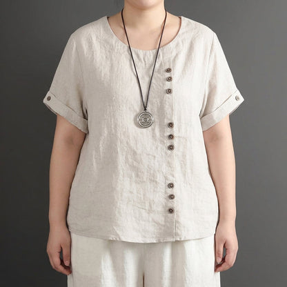 Joline | Camiseta Cuello Redondo con Botones