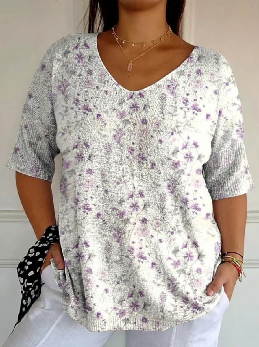 Olga | Top de Punto Flores Vintage