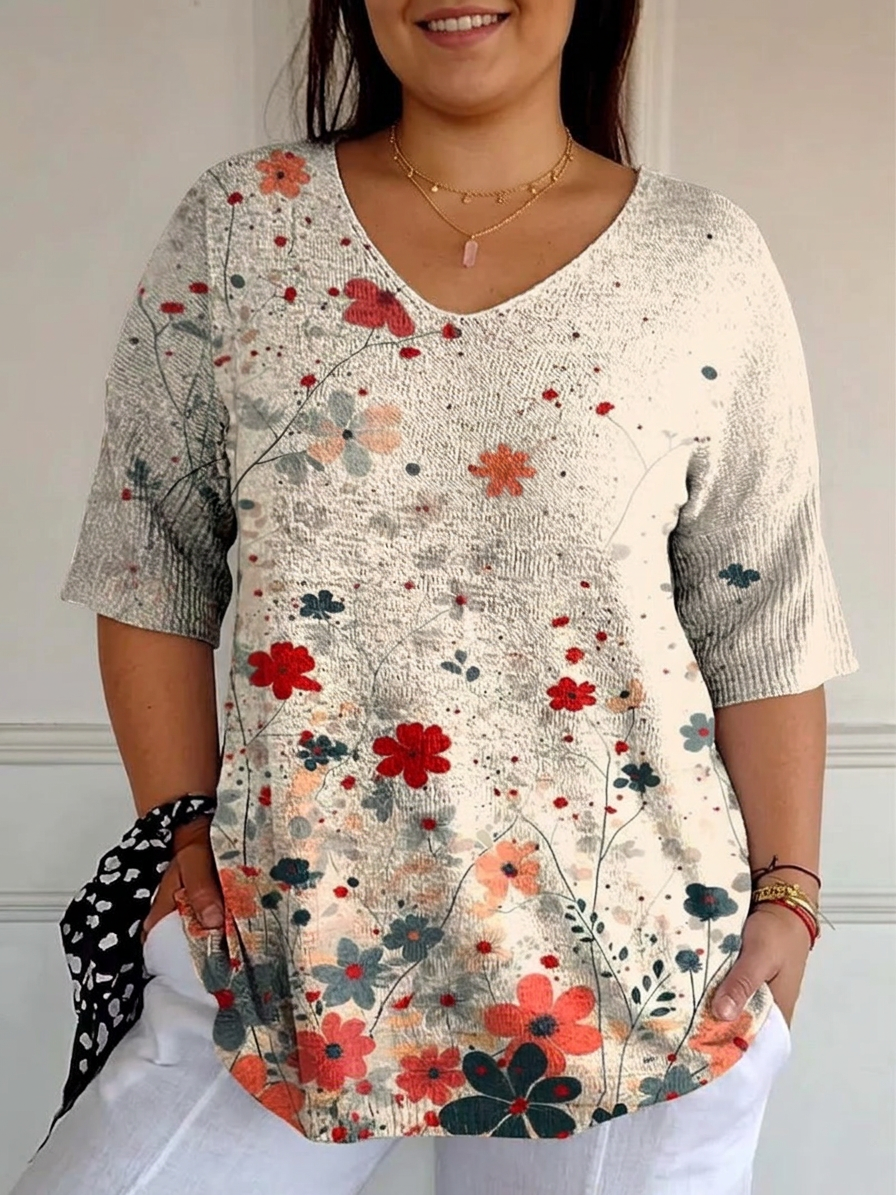Rosa | Top de Punto Estampado Floral