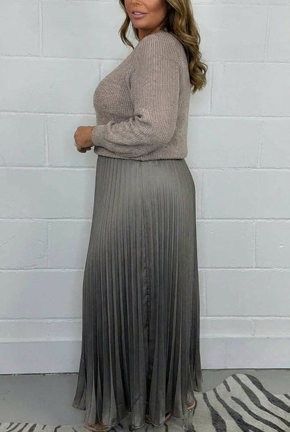 CLAUDIA | VESTIDO MAXI CON CÁRDIGAN Y PLIEGUES