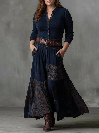 LEONORA | VESTIDO LARGO VINTAGE EFECTO ANTE