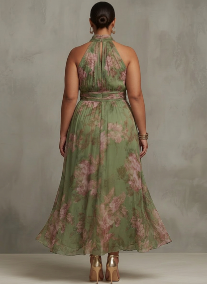 Vestido Largo Floral de Gasa Florence