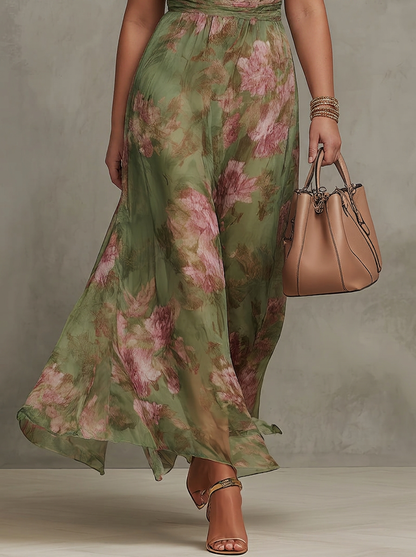 Vestido Largo Floral de Gasa Florence