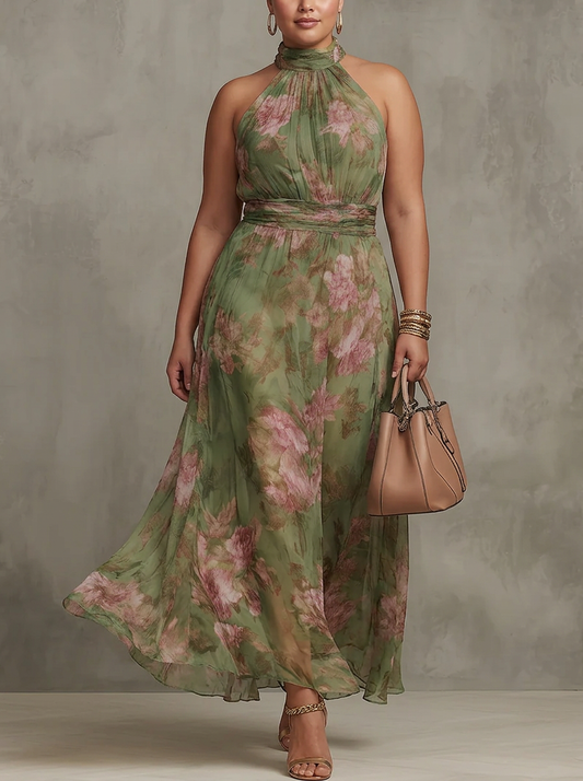 Vestido Largo Floral de Gasa Florence