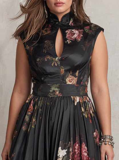 Vestido Midi Floral de Satén Patricia