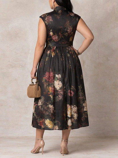 Vestido Midi Floral de Satén Patricia