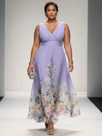 Vestido Largo Floral de Gasa Rose