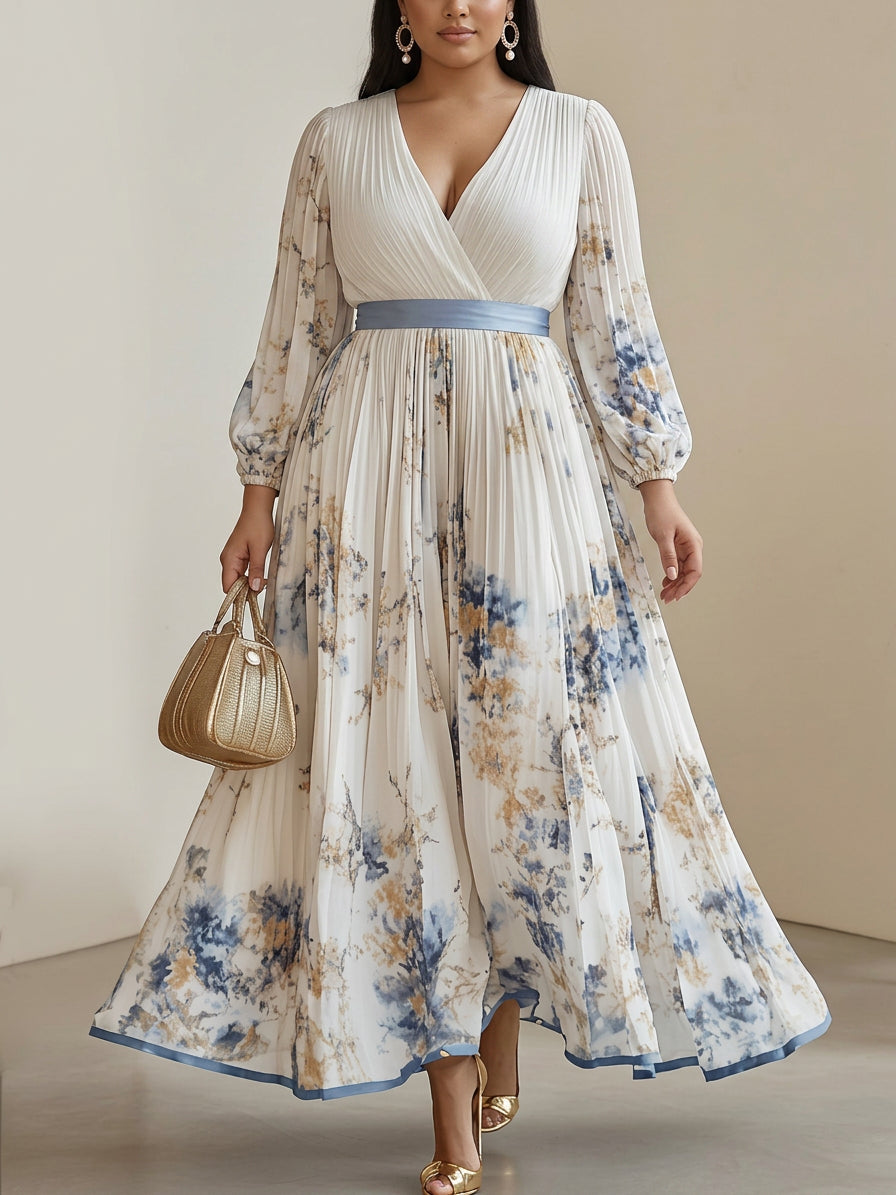 Vestido Largo Floral de Gasa Amalia