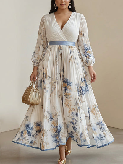 Vestido Largo Floral de Gasa Amalia