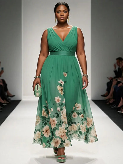 Vestido Largo Floral de Gasa Rose
