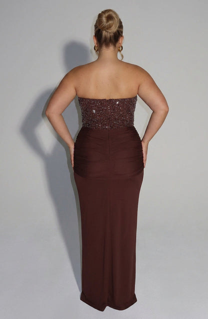 Vestido Largo Granate Carina