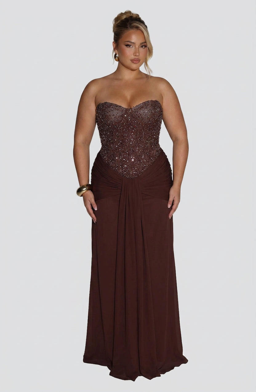 Vestido Largo Granate Carina