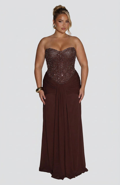 Vestido Largo Granate Carina