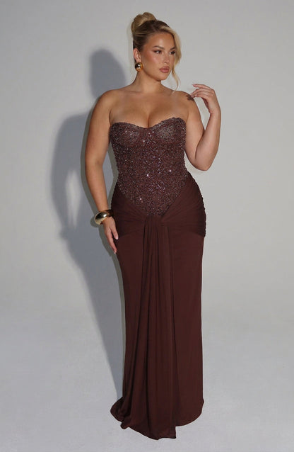 Vestido Largo Granate Carina