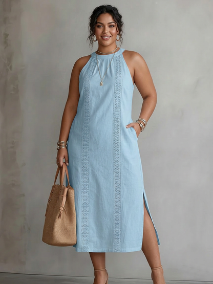 Celine | Vestido Midi Sin Mangas con Encaje