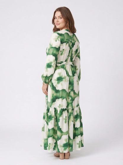 Sabine | Vestido Maxi por Capas con Nudo y Manga Larga