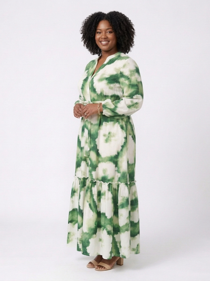 Sabine | Vestido Maxi por Capas con Nudo y Manga Larga
