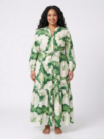 Sabine | Vestido Maxi por Capas con Nudo y Manga Larga