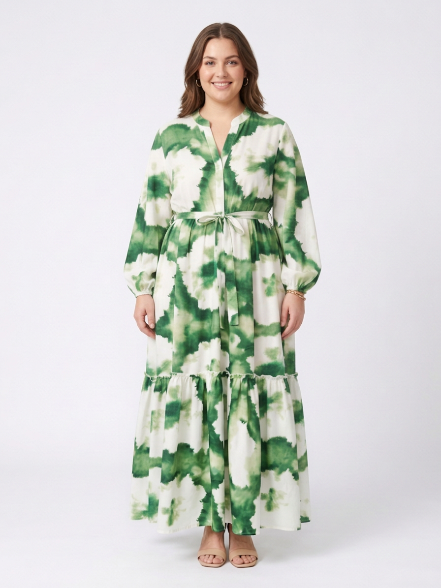 Sabine | Vestido Maxi por Capas con Nudo y Manga Larga