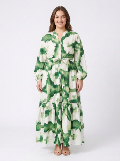 Sabine | Vestido Maxi por Capas con Nudo y Manga Larga