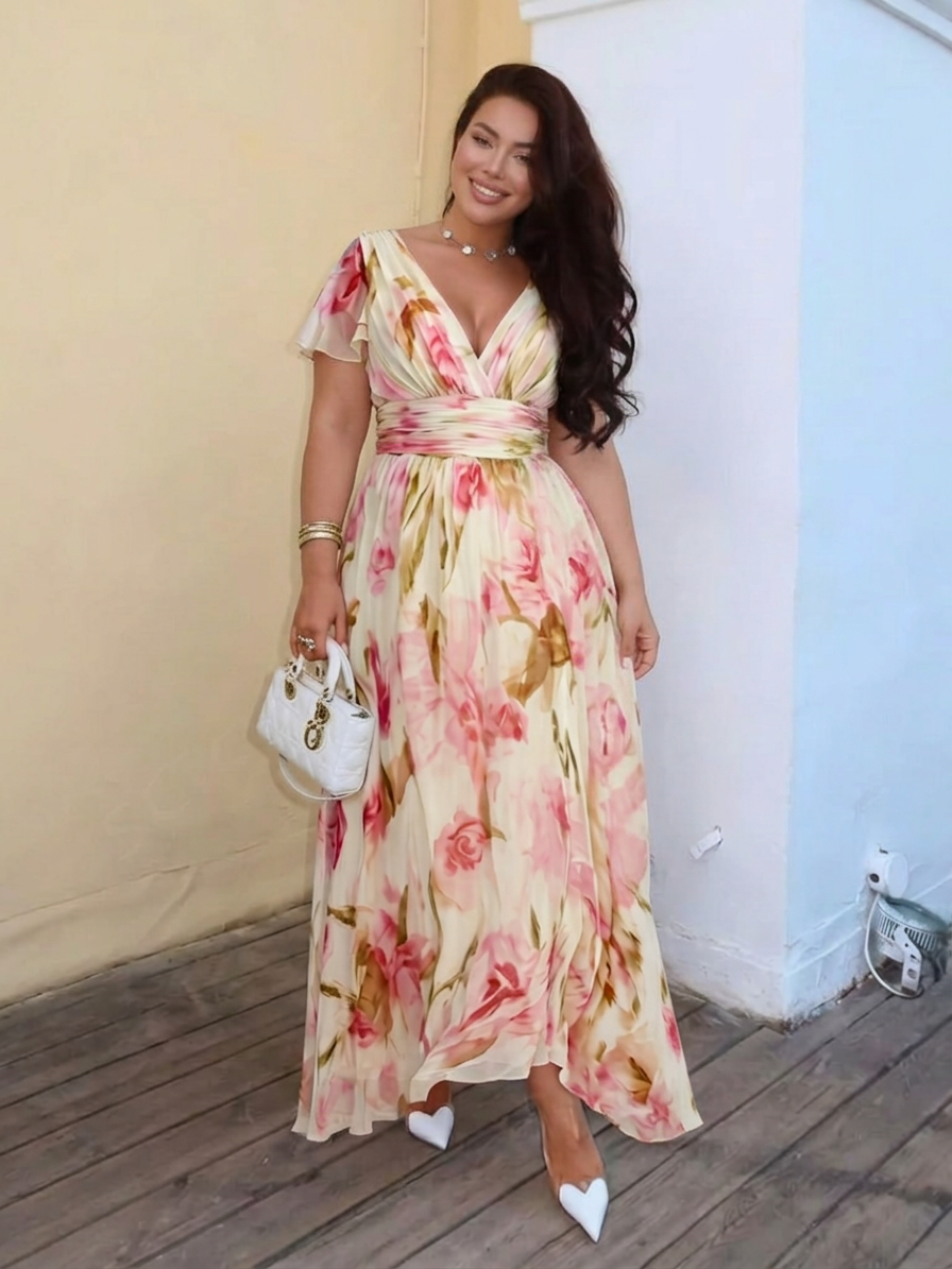 Elara | Vestido Maxi Floral con Escote en V