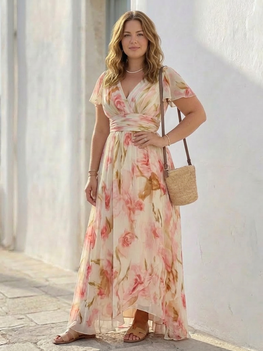 Elara | Vestido Maxi Floral con Escote en V