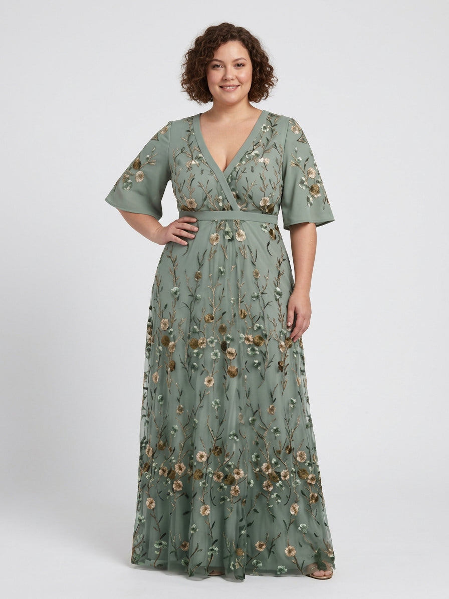 Evadne | Vestido Maxi Floral con Escote en V
