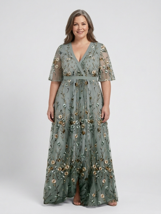 Evadne | Vestido Maxi Floral con Escote en V