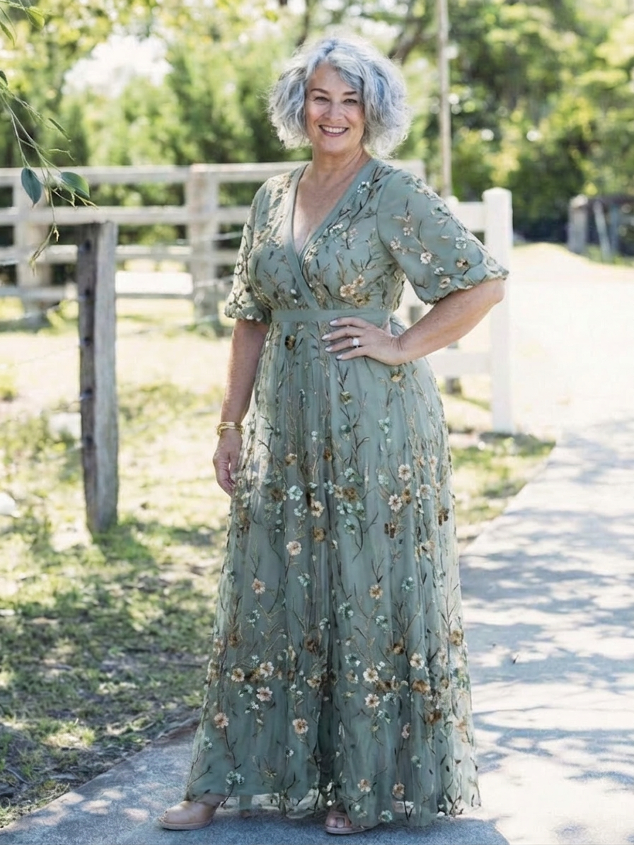Evadne | Vestido Maxi Floral con Escote en V
