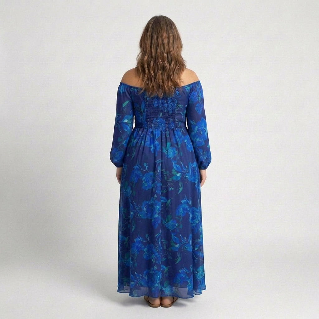 Aspen | Vestido Maxi Floral con Hombros al Aire