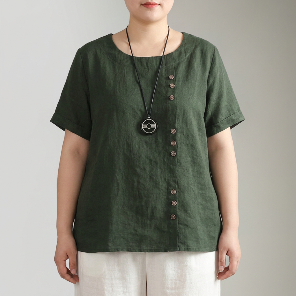 Joline | Camiseta Cuello Redondo con Botones