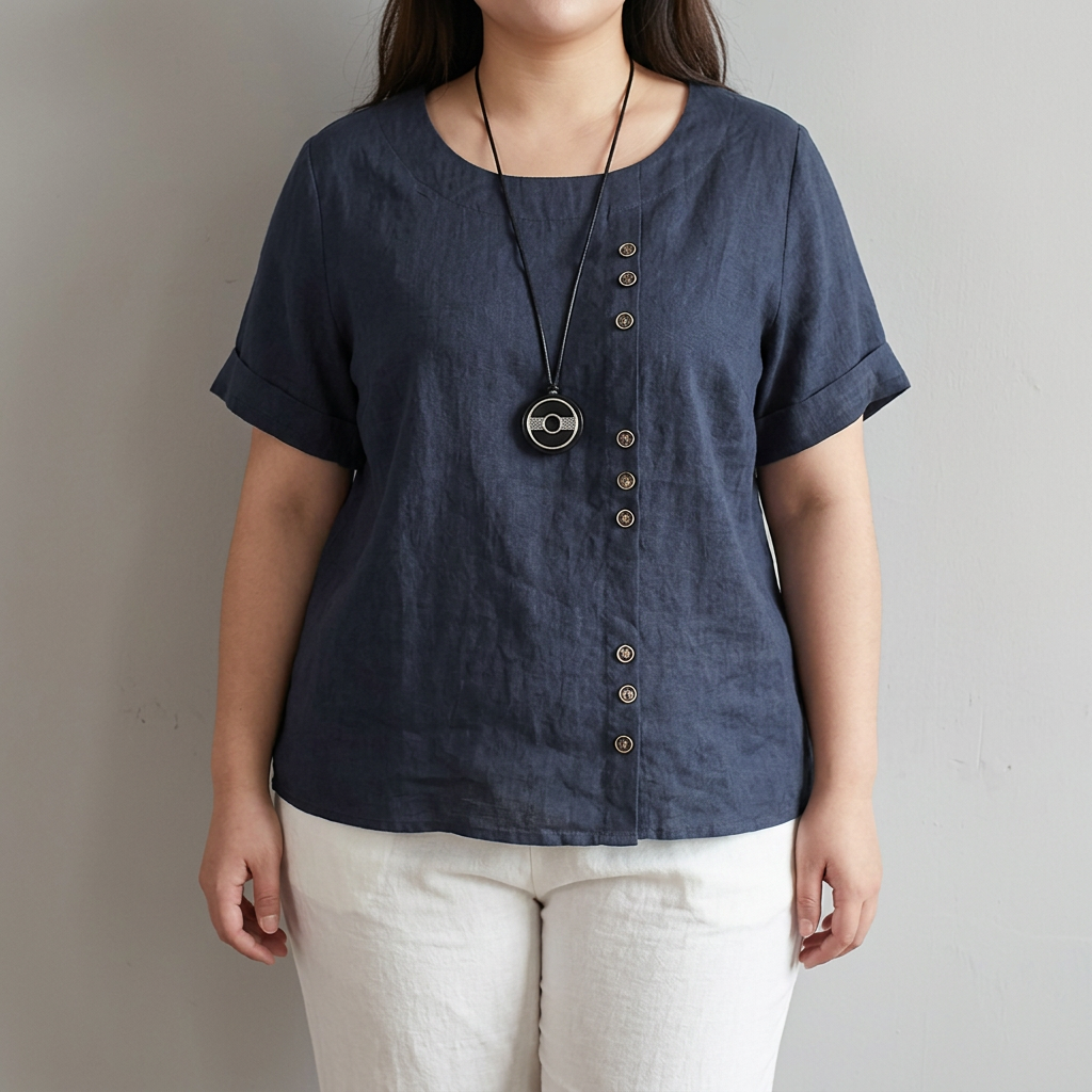 Joline | Camiseta Cuello Redondo con Botones