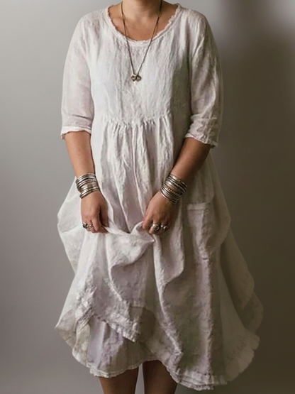 Carolien | Vestido Largo con Cuello Redondo Holgado
