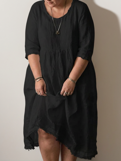 Carolien | Vestido Largo con Cuello Redondo Holgado