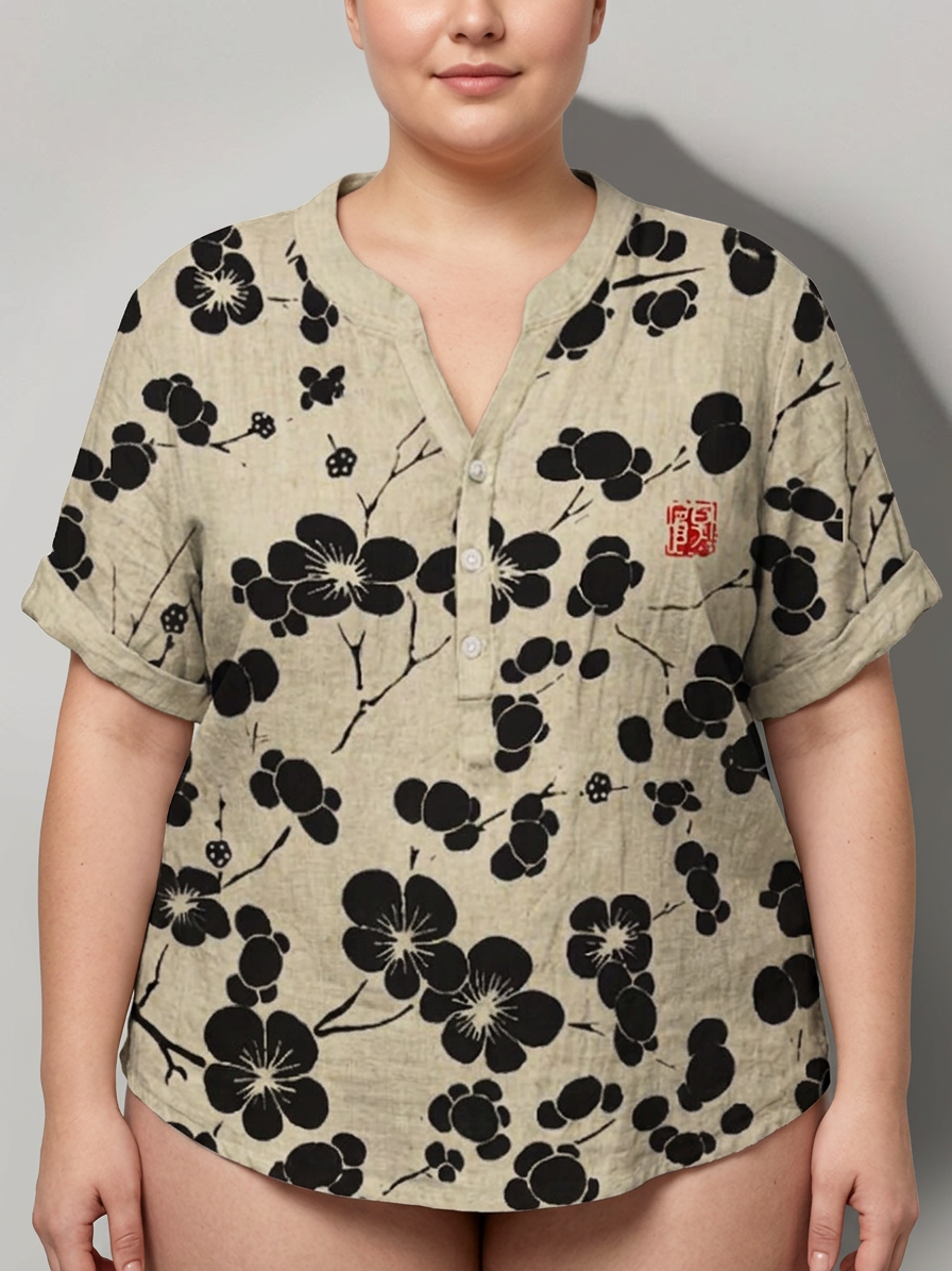 Lina | Blusa Japonesa con Estampado Floral