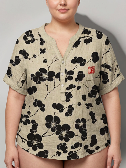 Lina | Blusa Japonesa con Estampado Floral