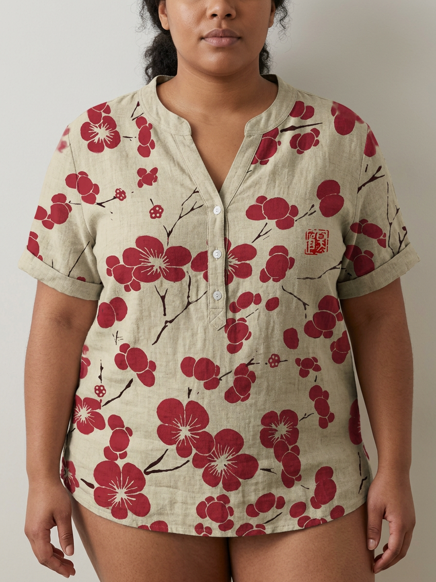 Lina | Blusa Japonesa con Estampado Floral