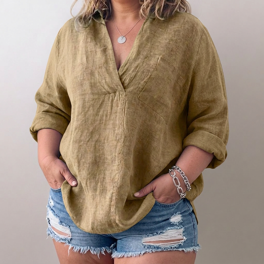 Lorie | Camisa Cómoda de Manga Larga con Cuello V