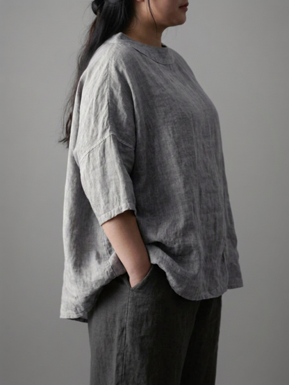 Viktoria | Túnica Vintage Oversize con Cuello Barca
